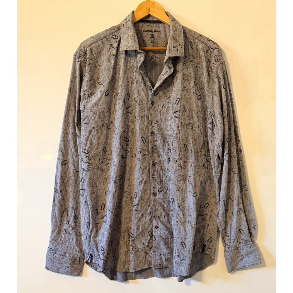 Visconti Black Mens XXL Gray Button-Up Long Sleeve